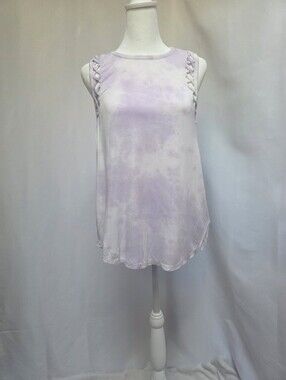 AEO Soft & Sexy Tie Dye Tank Top Lavender Lattice Shoulder Women's M